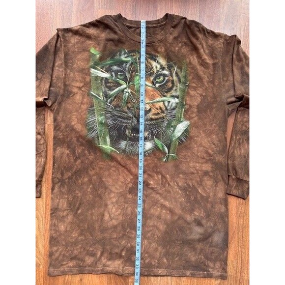 The Mountain Hungry Eyes Long Sleeve T Shirt Mens 2XL Brown Tiger Tie Dye EUC - Picture 8 of 9
